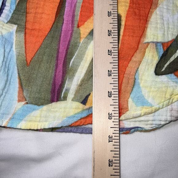Soft Surroundings Shirt Size XL Multicolor Peregrine Tunic Blouse Fiery Strip LS - Picture 7 of 12